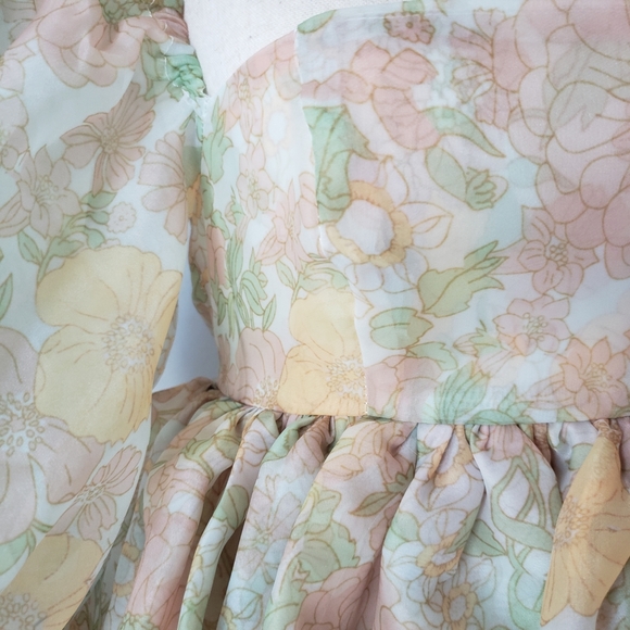 Floral Organza Babydoll Puff Dress - Picture 4 of 9